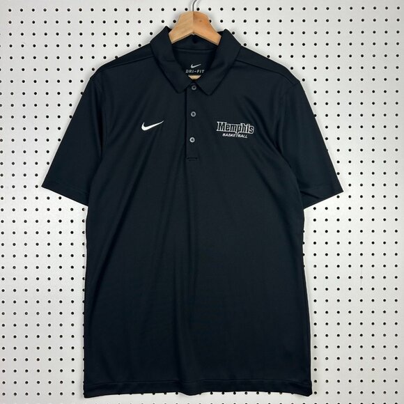 Memphis Tigers Basketball Polo Shirt Medium Black Nike Dri-fit Team Issued White - Picture 1 of 5
